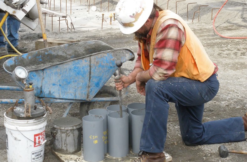 Concrete testing during construction of a hospital addition in Eureka, CA