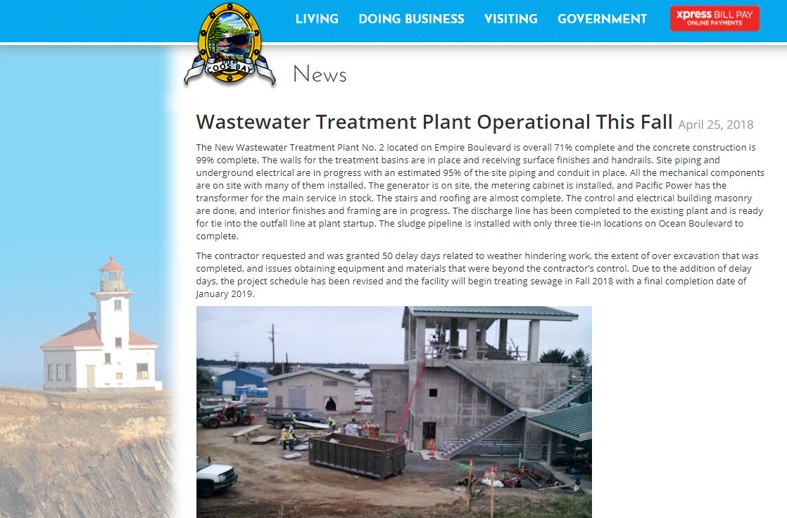 The City of Coos Bay and SHN planned and wrote an extensive Environmental Assessment for Wastewater Treatment Plant No. 2.